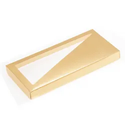 18 Choc Gold Folding Lid with Triangular Window